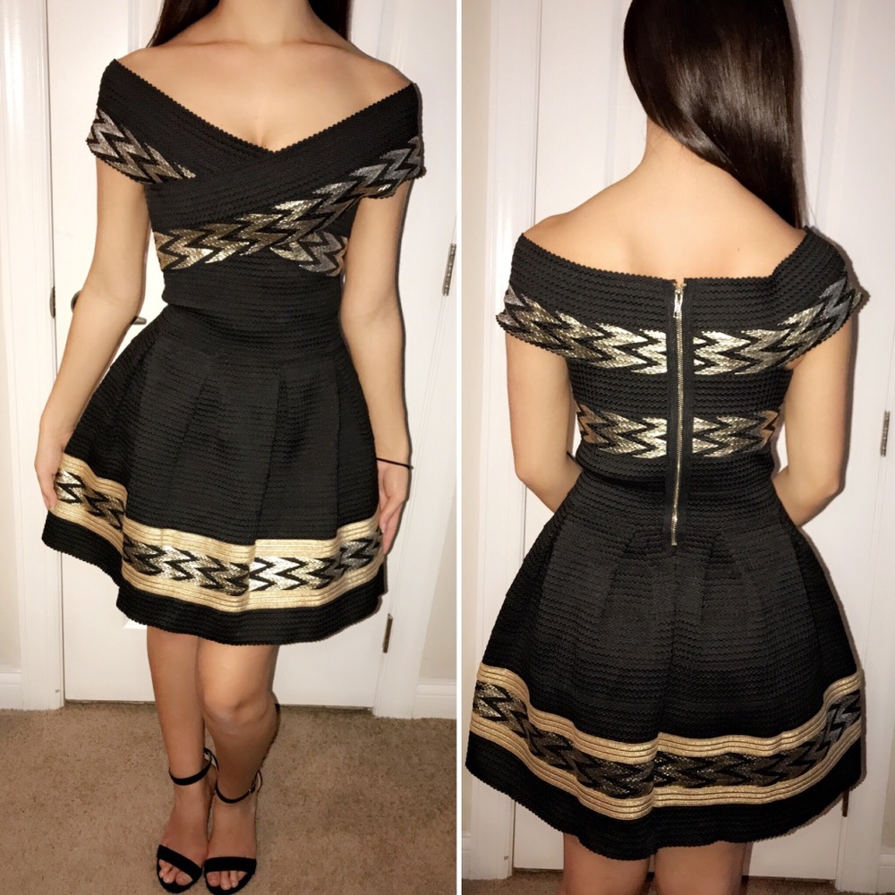 Black&Gold embellished short dress